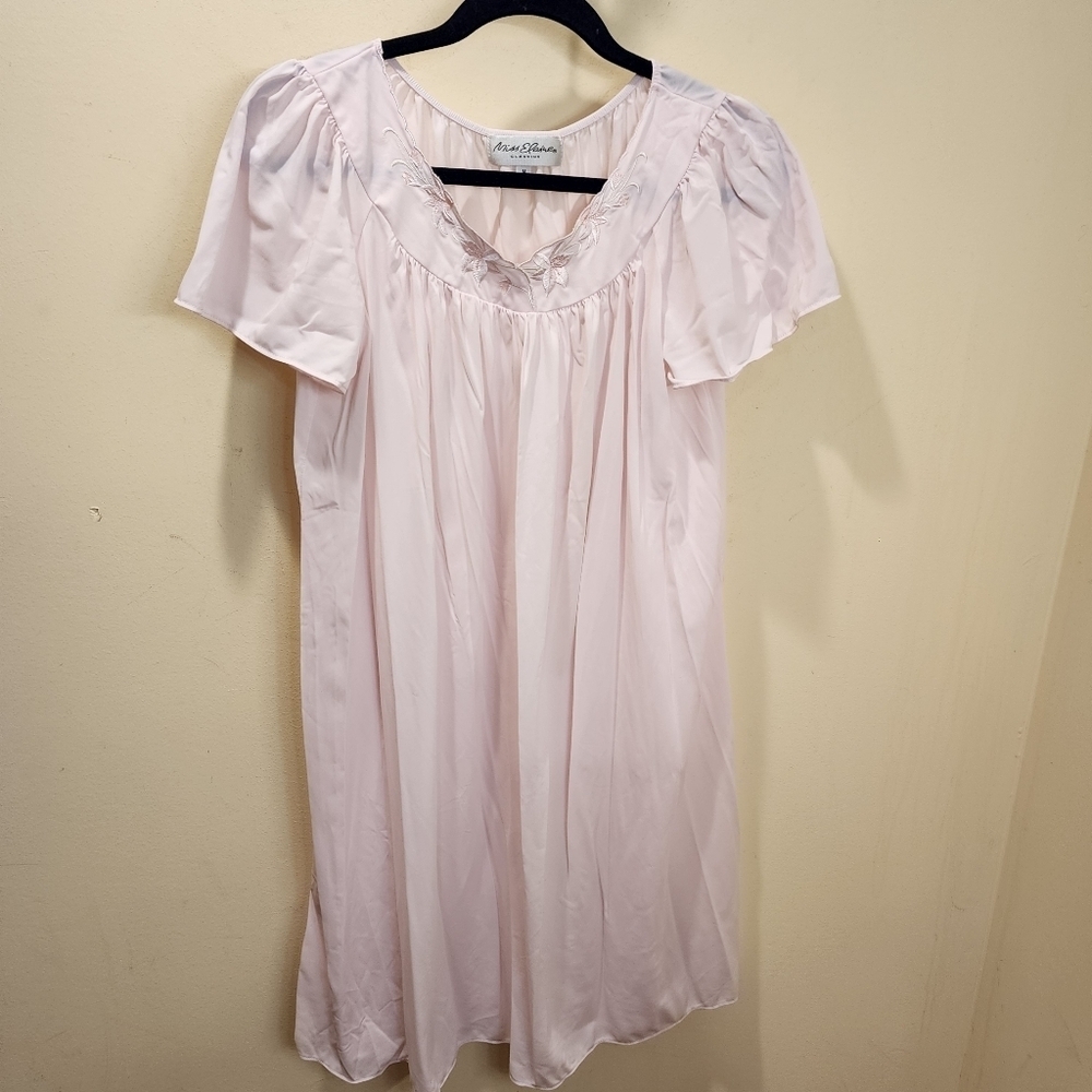 Miss Elaine Classics Pink Old Fashion Sleepwear Nylon Night gown size M - Picture 2 of 9